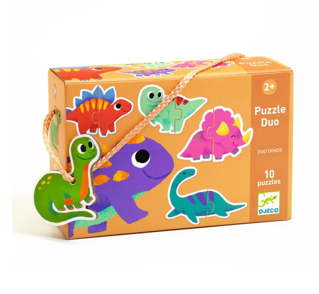 Puzzle Duo, Dinosauri, 10 mini puzzles,Djeco,Eta 2+