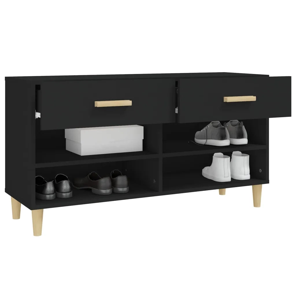 Scarpiera-Scaffale per scarpe Nera 102x35x55 cm in Legno Multistrato