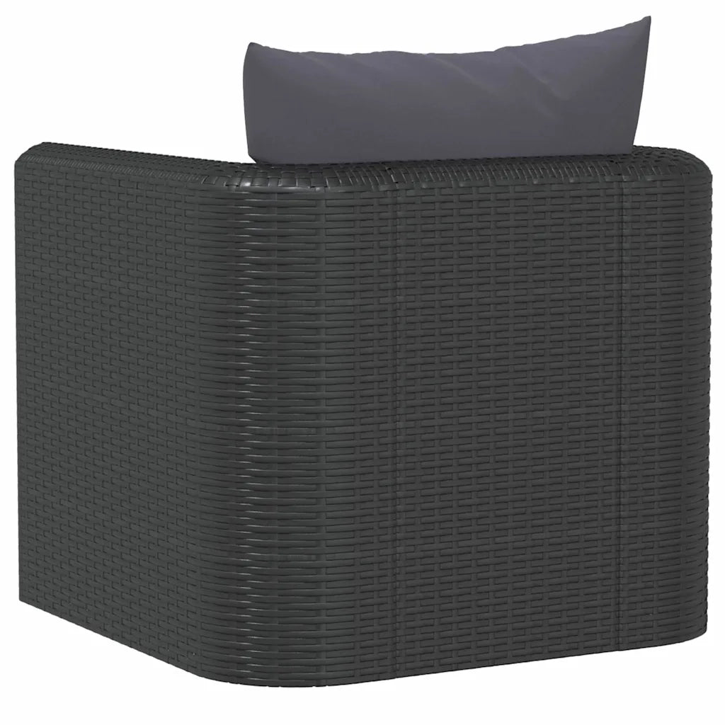 Sedia da giardino-Poltrona con Cuscini in Polyrattan Nero