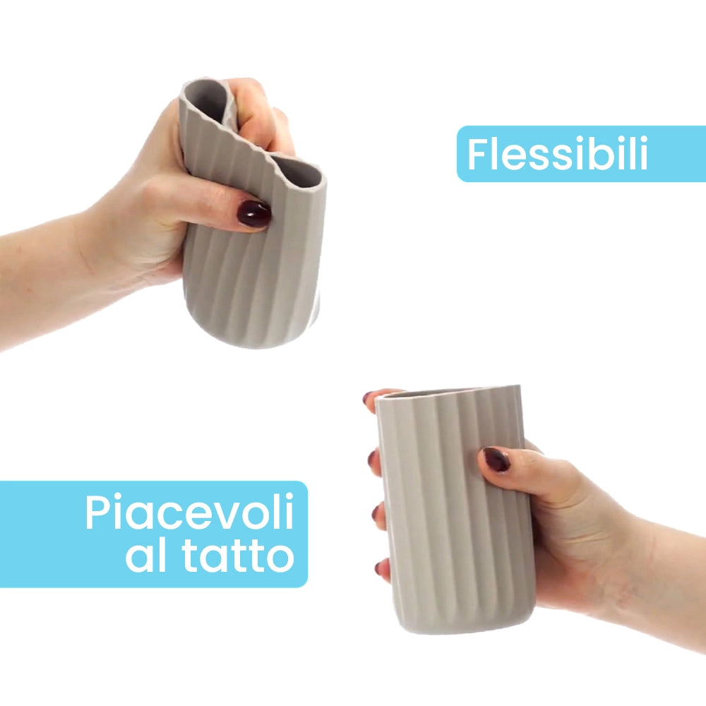 Set accessori bagno da 3 pezzi in gomma termoplastica nera - Gummy