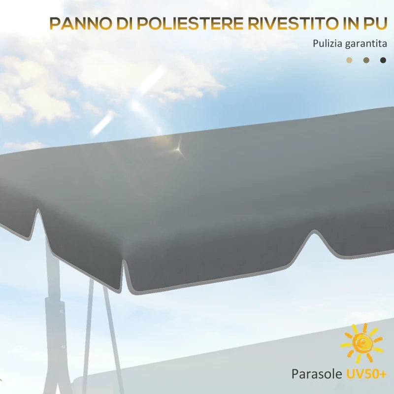 Tettuccio di Ricambio per Dondolo UV50+ 192x144 cm Grigio Scuro