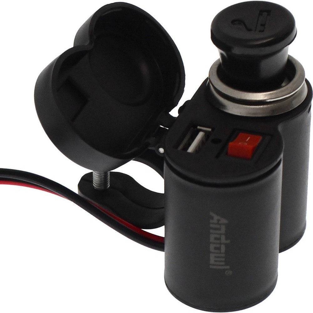 Trade Shop - Spina Accendino Caricabatteria Per Moto Cellulare Porte Usb Accendisigari Q-a47 -