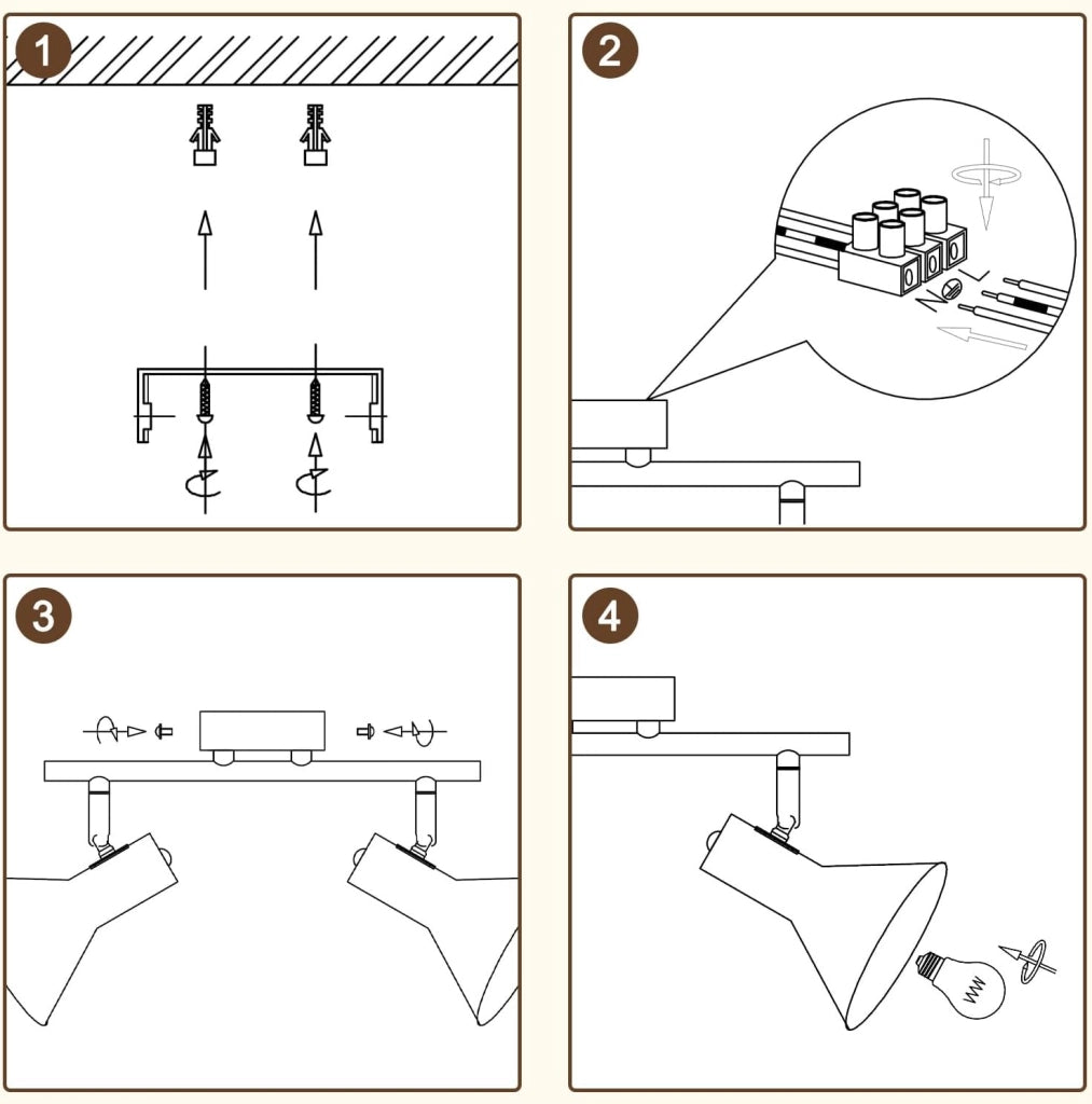 ZMH Faretto da soffitto neri 2 plafoniere 2 lampadine E14 metallo industriale retrò ruotabili 350° per uffici ingressi