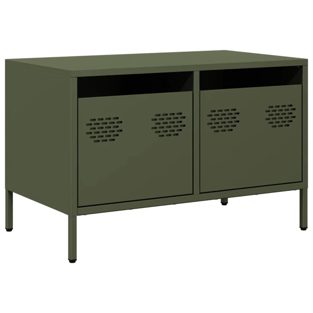Mobile TV multimediale mensola TV credenza TV sala da pranzo soggiorno camera da letto verde oliva 68 x 39 x 43,5 cm acciaio laminato a freddo verde 02_0028266