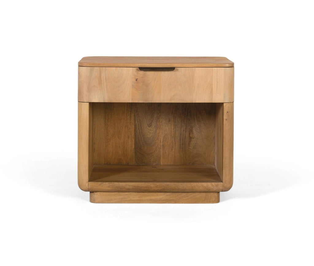 Comodino in legno di mango con angoli arrotondati