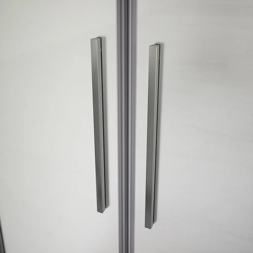 Box doccia 90x70cm con apertura saloon e parete fissa, profili cromati e vetro da 6mm opaco h195 | Elba