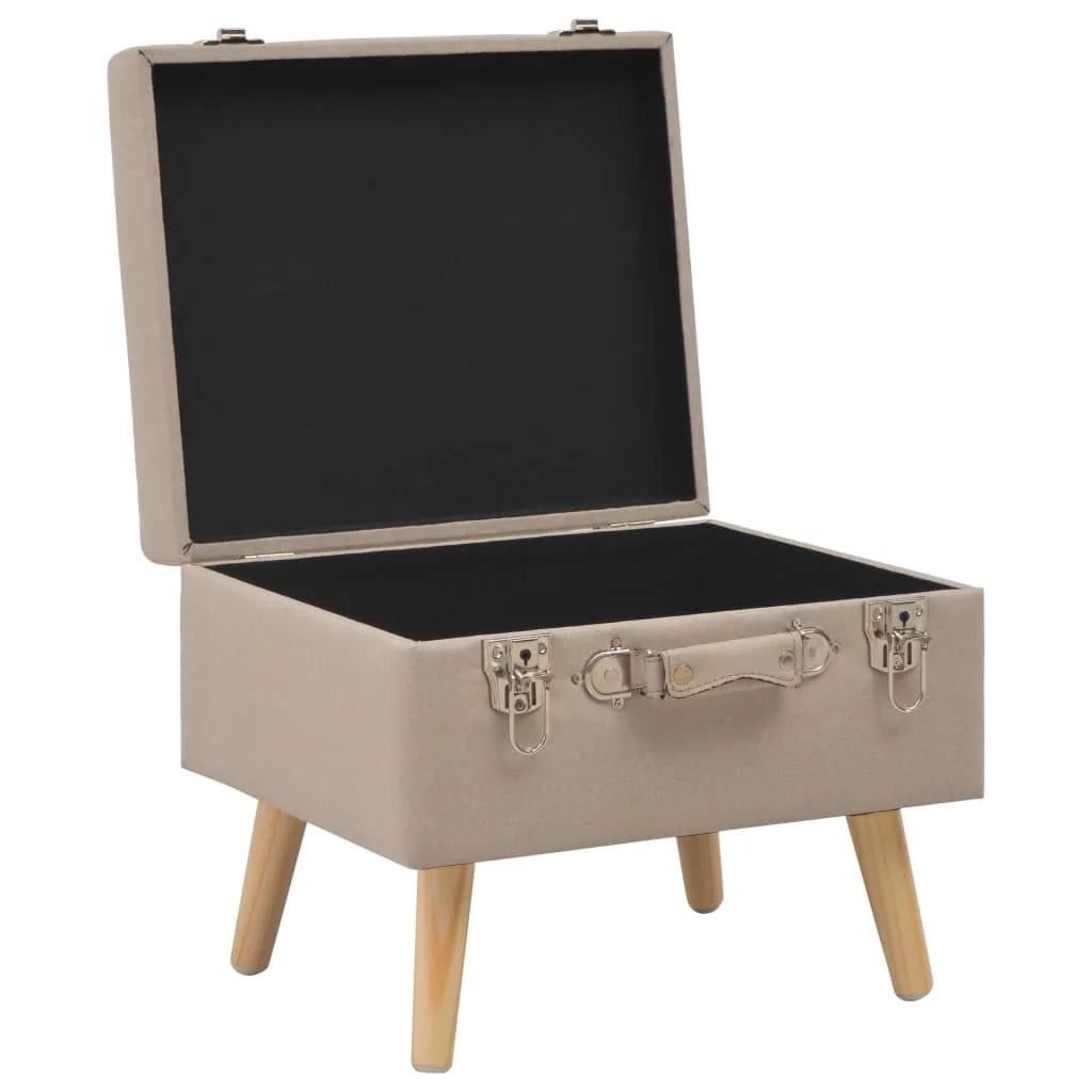 Panca pouf sgabello contenitore 3 pezzi tessuto beige 3002089