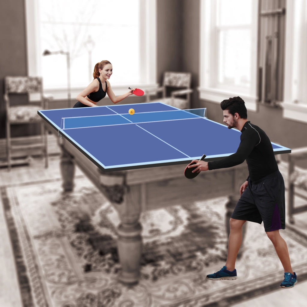 Piano da ping pong pieghevole in MDF per interno ed esterno 243.84x121.92 cm blu