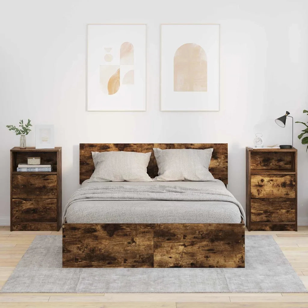 Comodini 2 pz-Set di 2 Tavolino da notte Rovere fum¨¦ 40 x 30 x 467 cm Legno multistrato