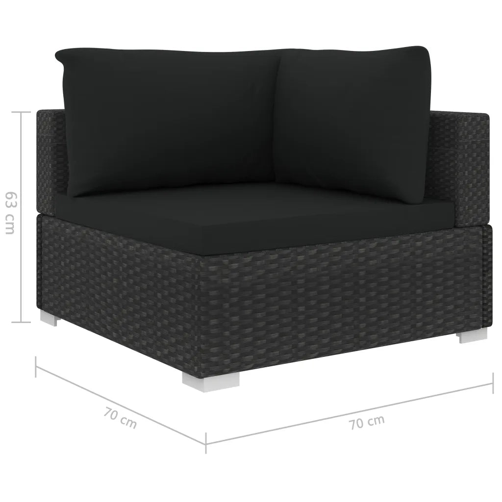 Set Divani da Giardino 11 pz con Cuscini in Polyrattan Nero 48322