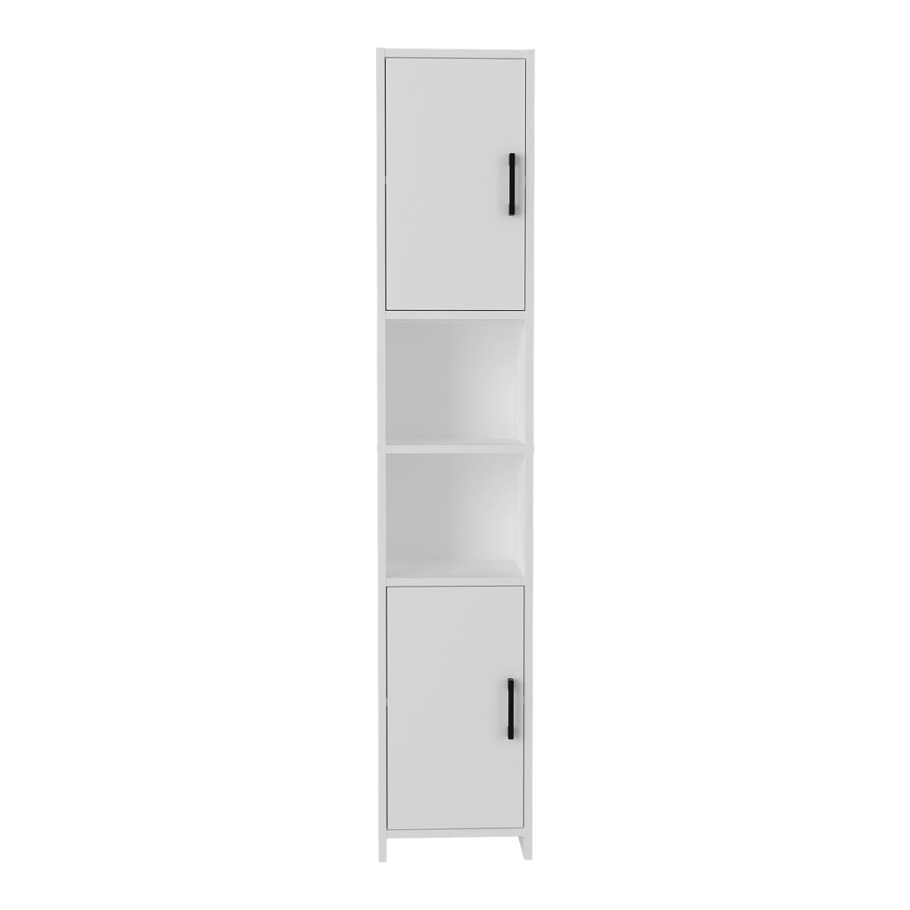 Mobile a Colonna Rautrina a 2 Ante e Scomparti Aperti 180 x 35 x 30 cm - Bianco [en.casa]