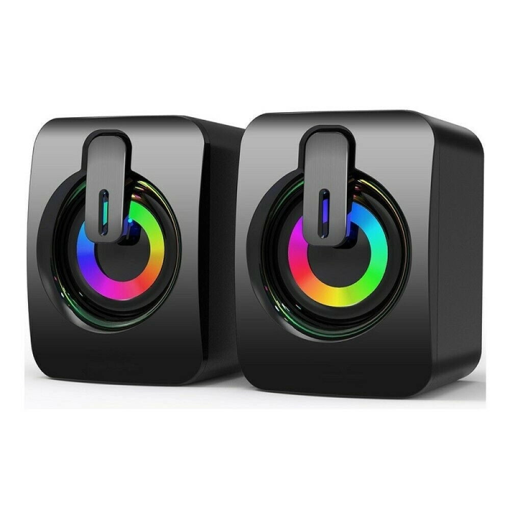 Trade Shop - Casse Audio 2.0 Aux Usb Altoparlanti Luce Rgb Per Pc Notebook 6 W X 2 Ab-d390 -