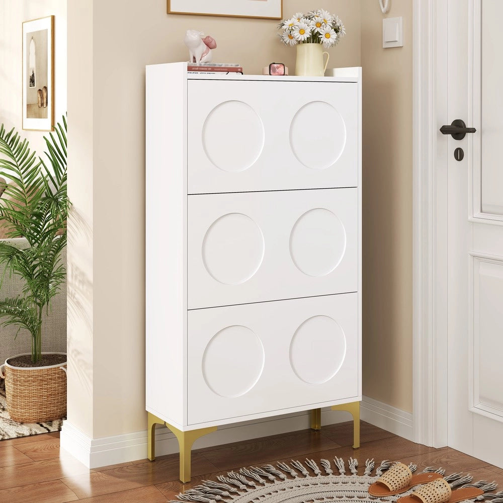Scarpiera Moderna ¨C MINIMAL ¨C Bianco, 3 Ripiani, Metallo, Salvaspazio Ingresso