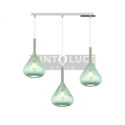 SOSPENSIONE CROMO 3 LUCI RETTANGOLARE VETRI VERDE 1177CR-S3 R-VE