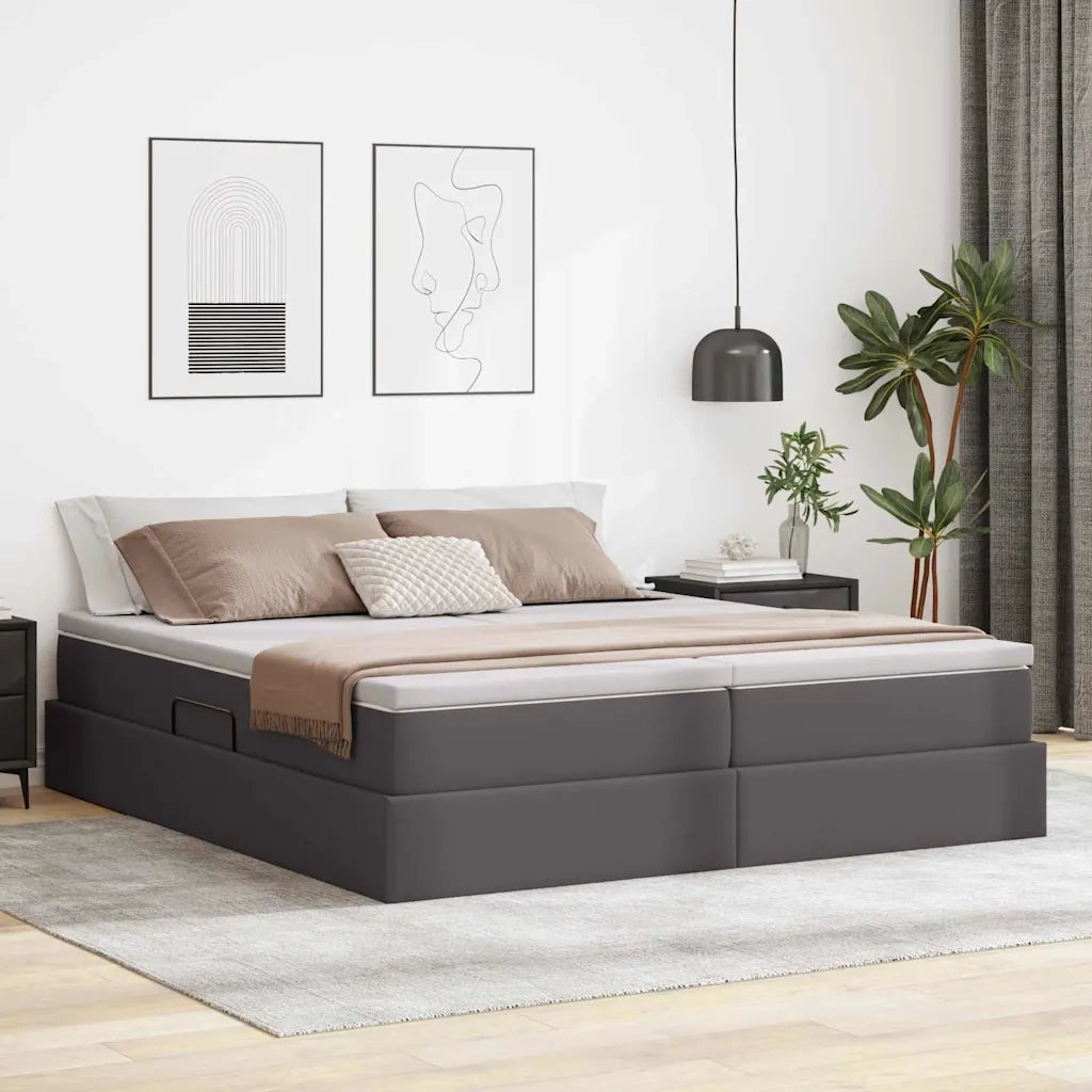 Letto con contenitore e materasso Grigio 200 x 200 cm