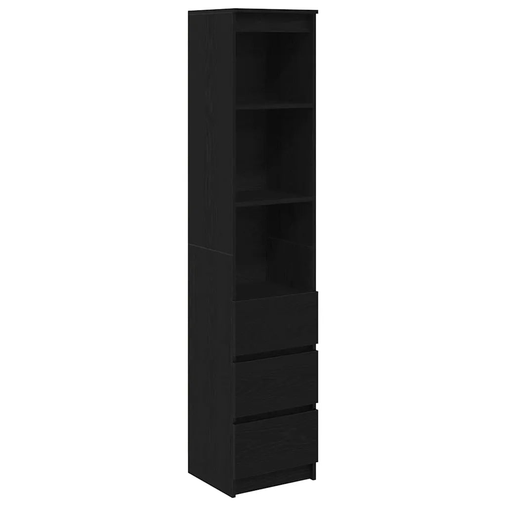 Credenza Rovere Nero 37,5x35x180 cm in Legno Multistrato 861662