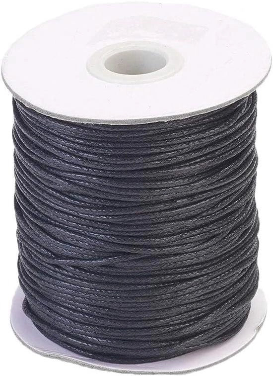 15 mm cordone di cotone intrecciato e imbevuto di cera - 100 yards/rotolo, per gioielli, macramè e ricamo - nero