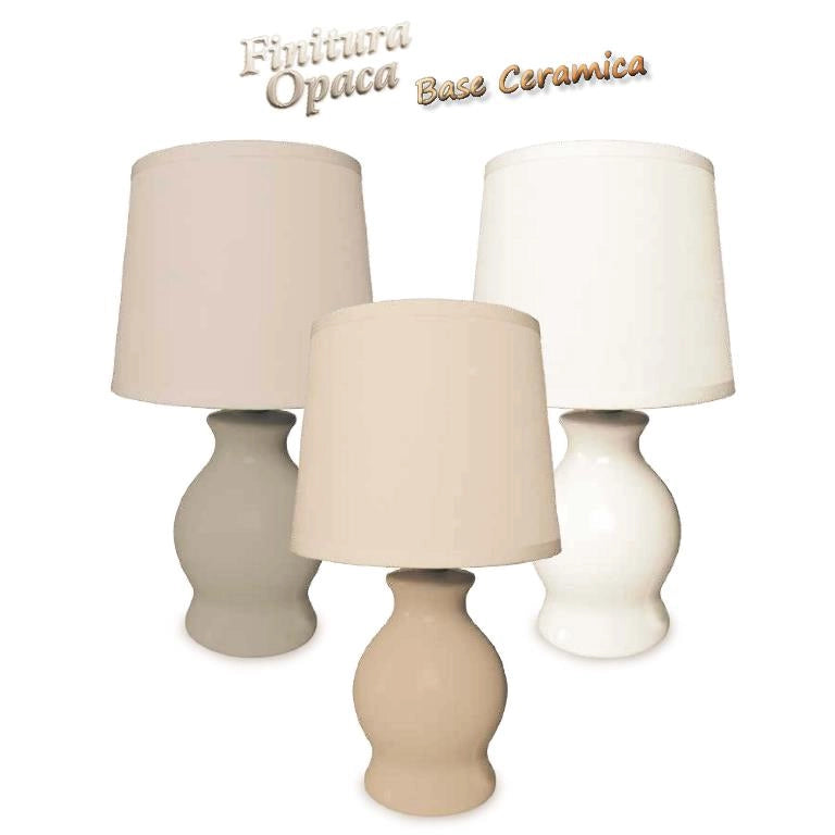 Lampada da Tavolo con base in ceramica bombata opaca 26 cm 3 Colori