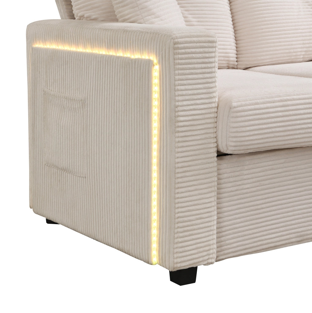 Divano modulare con illuminazione LED; schiuma; beige