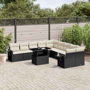 Set Divani da Giardino 11 pz con Cuscini in Polyrattan Nero 3268166