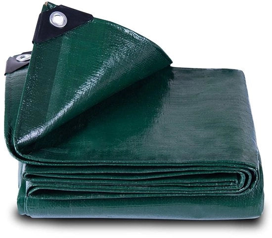 Tela impermeabile in PVC, 5x6m, 150g/m², con anelli, copertura impermeabile per piscine, mobili da giardino in legno, auto, barche, resistente ai raggi UV, resistente alle scalfitture, colore verde.