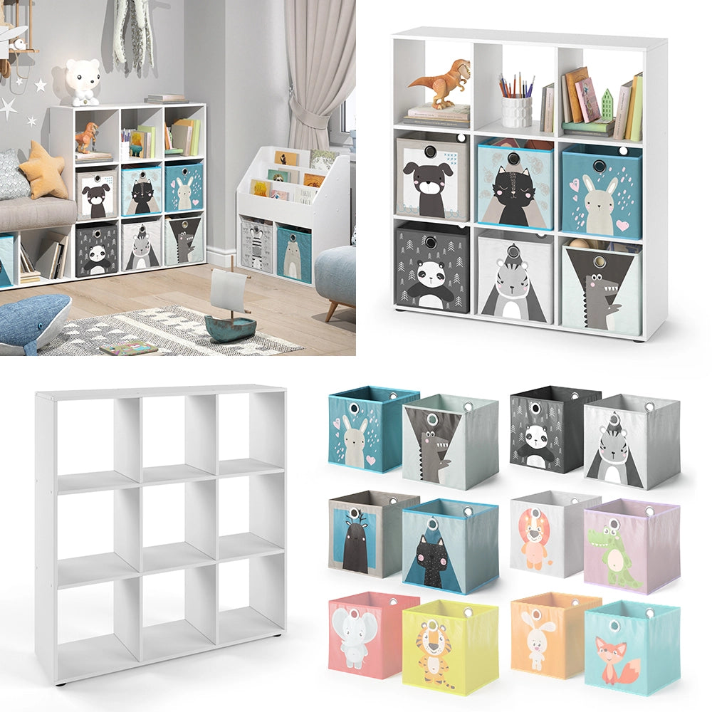 Vicco Libreria bambini Bianco 104 x 108 cm con 6 scatole pieghevoli