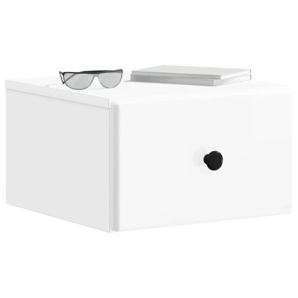Mobiletto da notte a muro Bianco Lucido 34,5 x 33 x 20 cm 899113