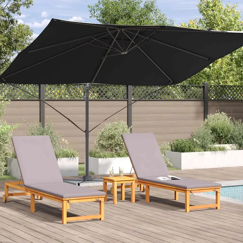 Ombrellone-Ombrello da giardino Nero 351 x 250 x 260 cm Poliestere e Alluminio