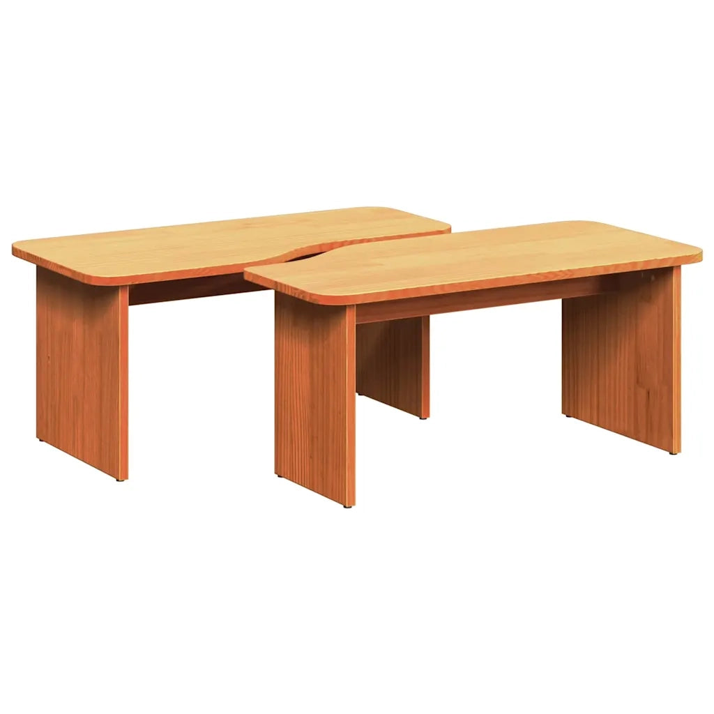 vidaXL Tavolino da salotto 2 pcs Cera marrone 100 x 69 x 35.5 cm