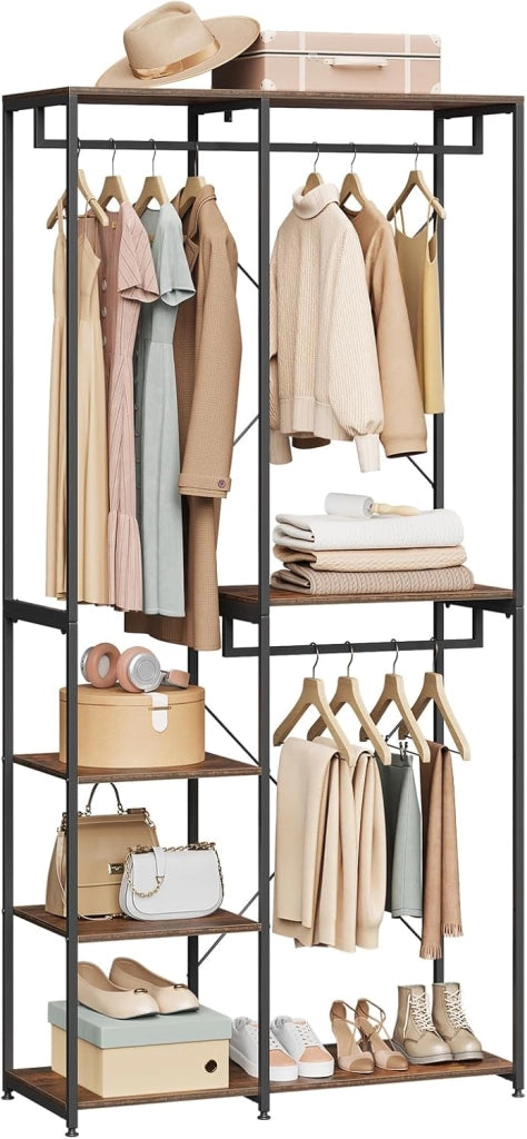 Stand Appendiabiti in MDF Attaccapanni Guardaroba Armadio Scaffale Porta Abiti Acciaio 90x40x204,5 cm