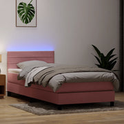 Letto a Molle con Materasso e LED Rosa 90x220 cm Velluto 3317012