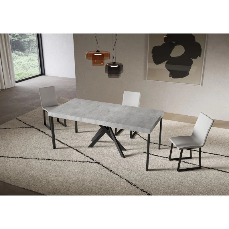 Consolle allungabile 90x40/300 cm Saki Premium telaio Antracite - Cemento