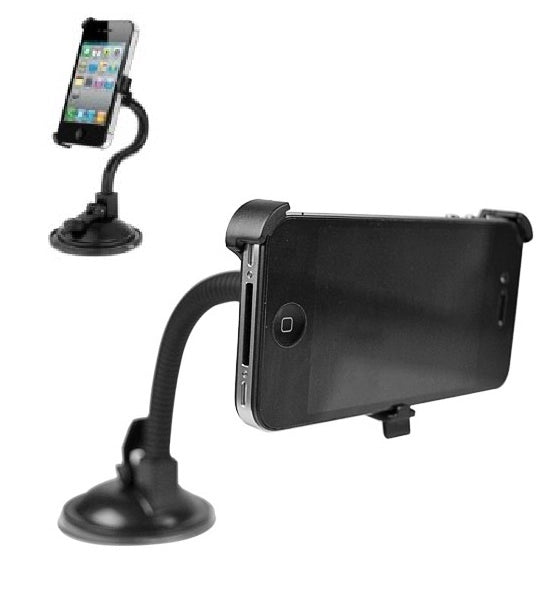 SUPPORTO AUTO IPHONE 4 E 4S SMARTPHONE SNODABILE RUOTANTE 360° VENTOSA