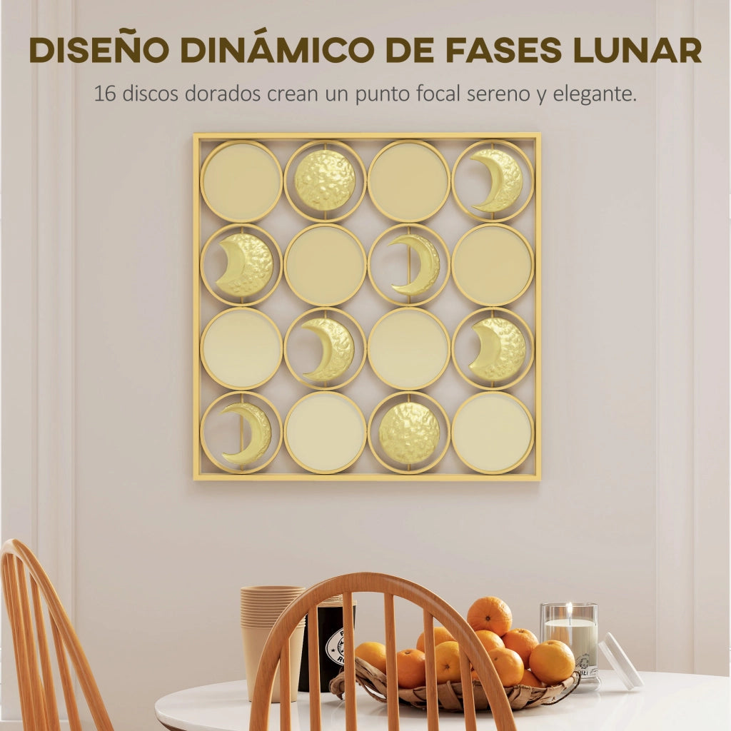 Specchio Lunare Decorativo Parete con 16 Dischi ¨C Zephmum ¨C Dorato