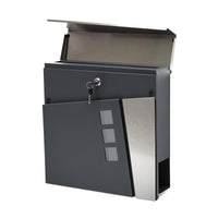 Cassetta postale con vano portagiornale V24 antracite e acciaio inox 370 x 105 x 370 mm