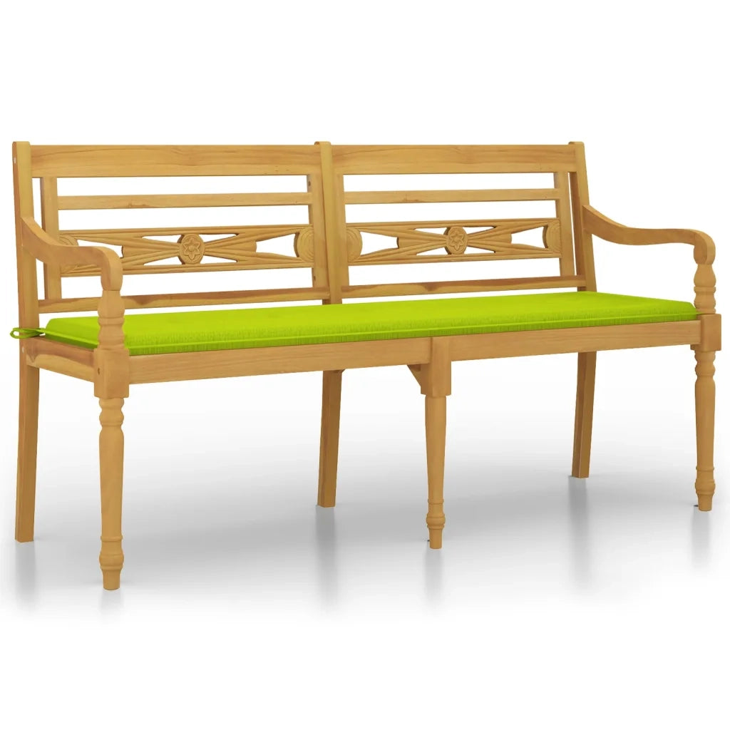 Panchina Batavia Cuscino Verde Chiaro 150cm Legno Massello Teak 3100837