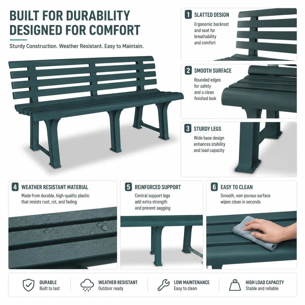 Garden Bench 145.5 Cm Plastic Green