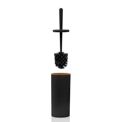 Portascopino wc Nero dettagli effetto legno serie Blob