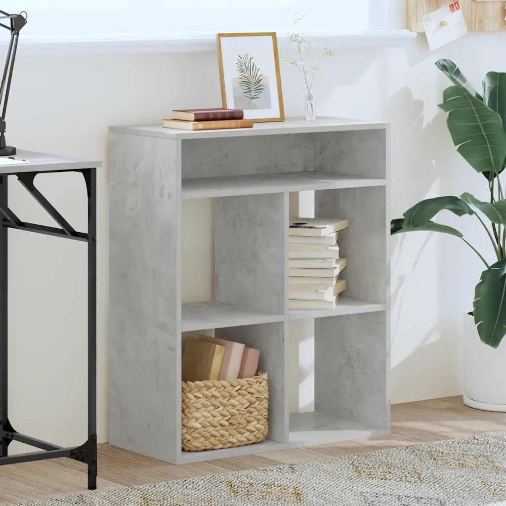 Libreria-Scaffale per Libri-Mobile di Stoccaggio Grigio Cemento 66x31x80 cm in Legno Multistrato