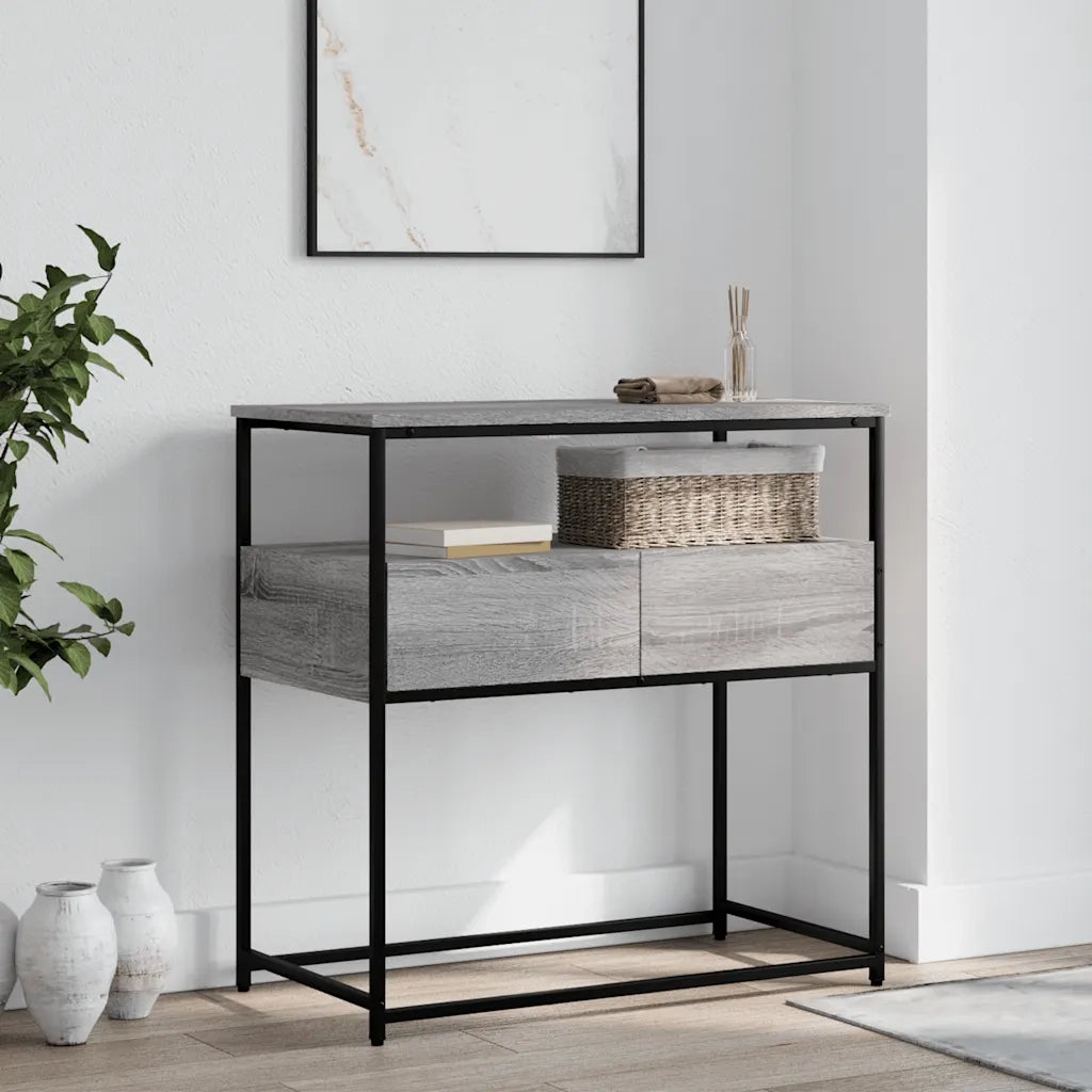 Tavolino Consolle-Tavolino da soggiorno-Tavolo Grigio Sonoma 75x40x75 cm Legno Multistrato