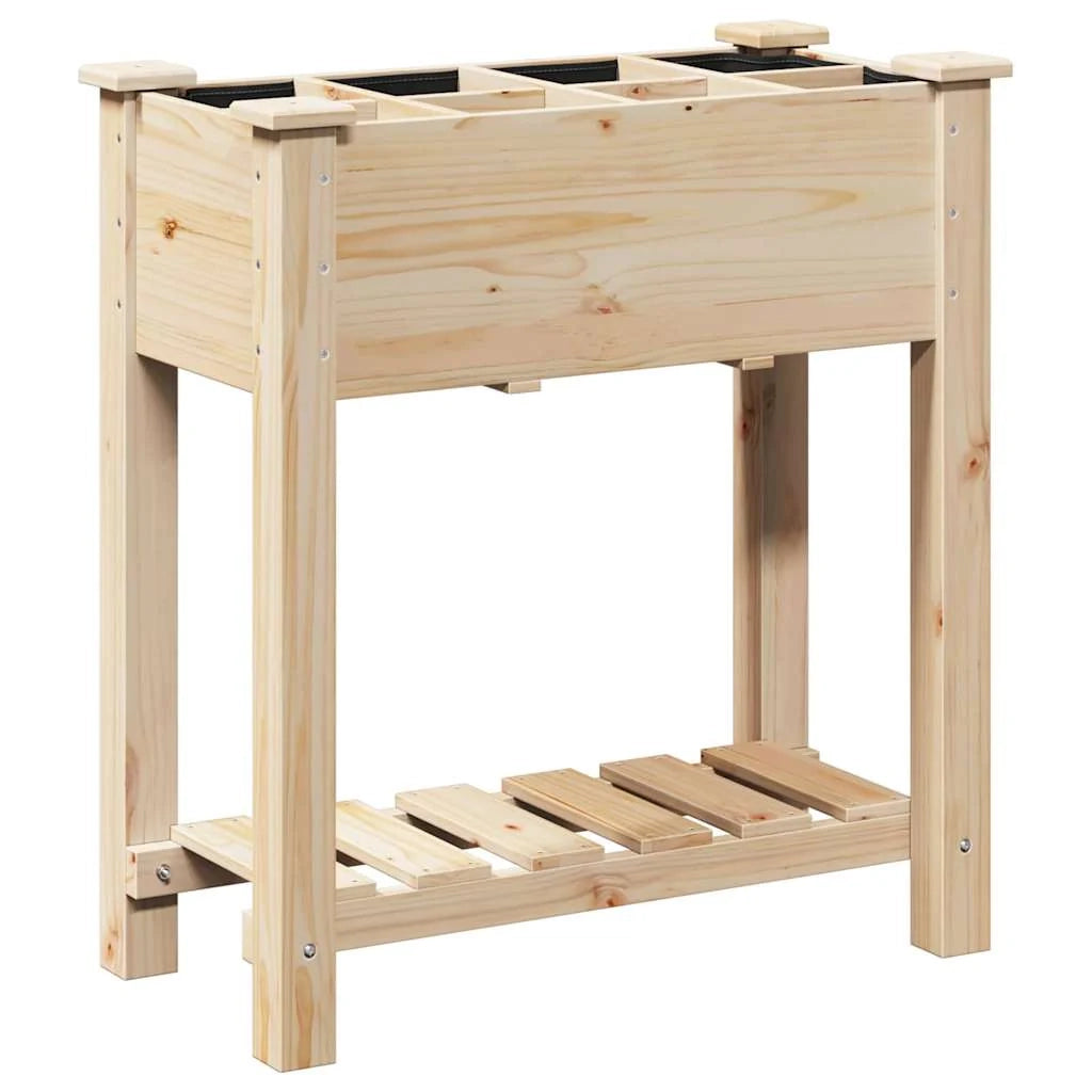Fioriera da giardino con ripiano 71 x 37 x 76,5 cm resistente per uso esterno stile rustico legno beige 02_0058851