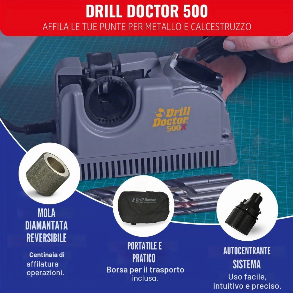 Drill Doctor 500 – Affilatrice per punte, da 2,5 a 13 mm, punta 118º/135)
