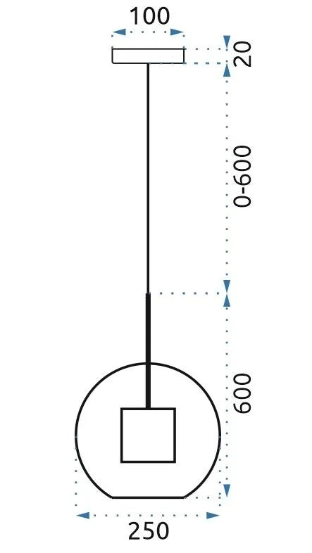 Lampada Pensile Di Vetro Nero Loft APP558-1CP 25cm