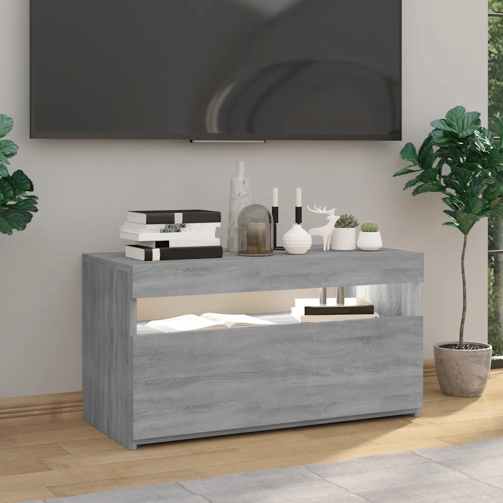 Mobile TV | Armadietto TV | Mobile Porta TV con Luci LED Grigio Sonoma 75x35x40 cm