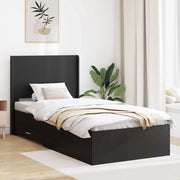 Struttura del letto con stoccaggio e testata Nero 75 x 190 cm 3414166