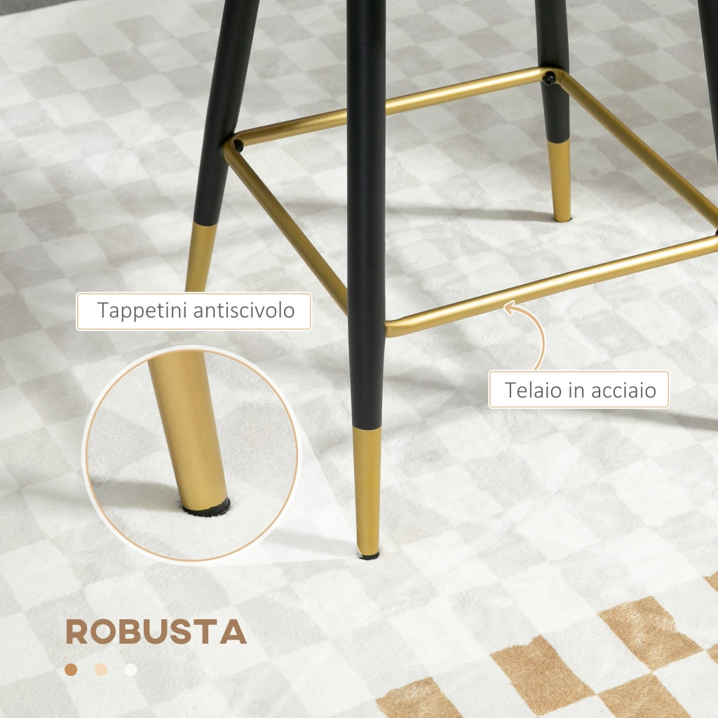 Set 2 Sgabelli 59x52x90 cm in Tessuto Poliestere Vellutato Grigio