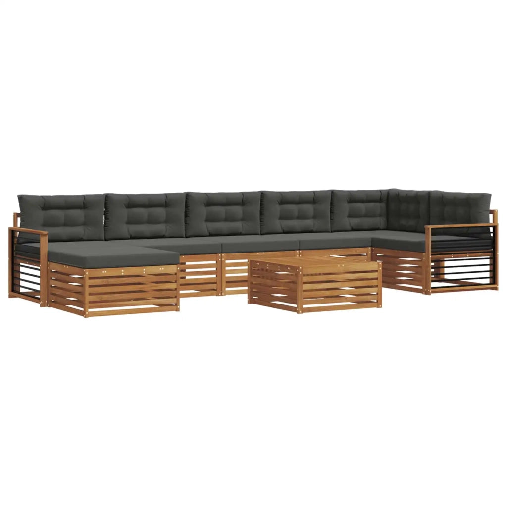 Set di divani da esterno con cuscino 8 pcs Naturale e Antracite