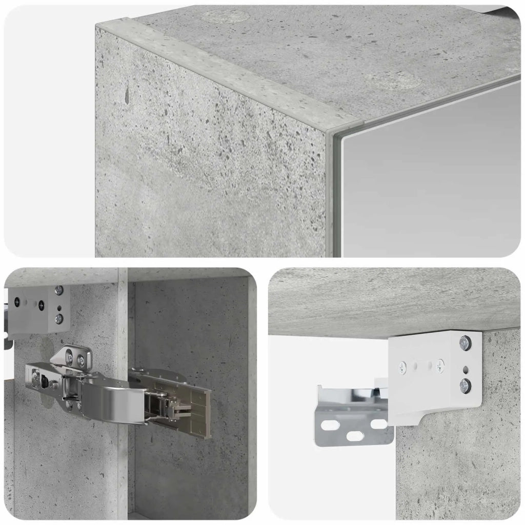 Mobiletto per specchio da bagno con lo scaffale Grigio cemento 889194