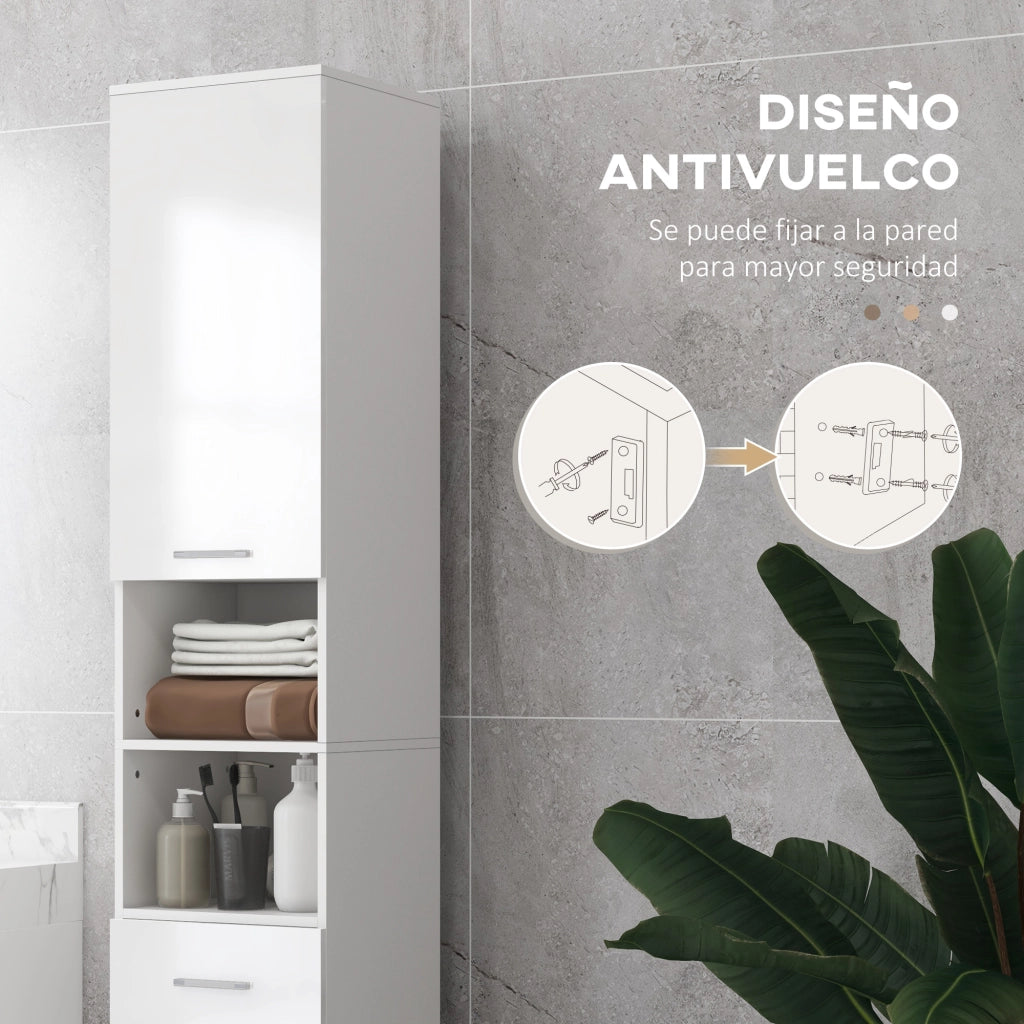 Mobile Bagno Armadietto con Cassetto e Ante ¨C Zephmum ¨C Bianco 30x30x180cm