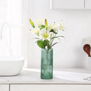 Vaso di vetro canellato, vasi di vetro per fiori, vaso canellato per bouquet, vasi alti per soggiorno, camera da letto, tavolo da pranzo, ufficio, matrimonio, libreria, 25 cm